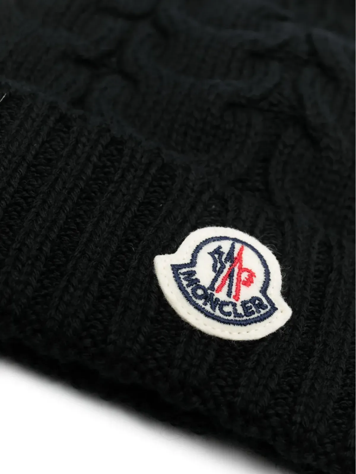Moncler Enfant ロゴアップリケ ケーブルニット ビーニー - 画像2