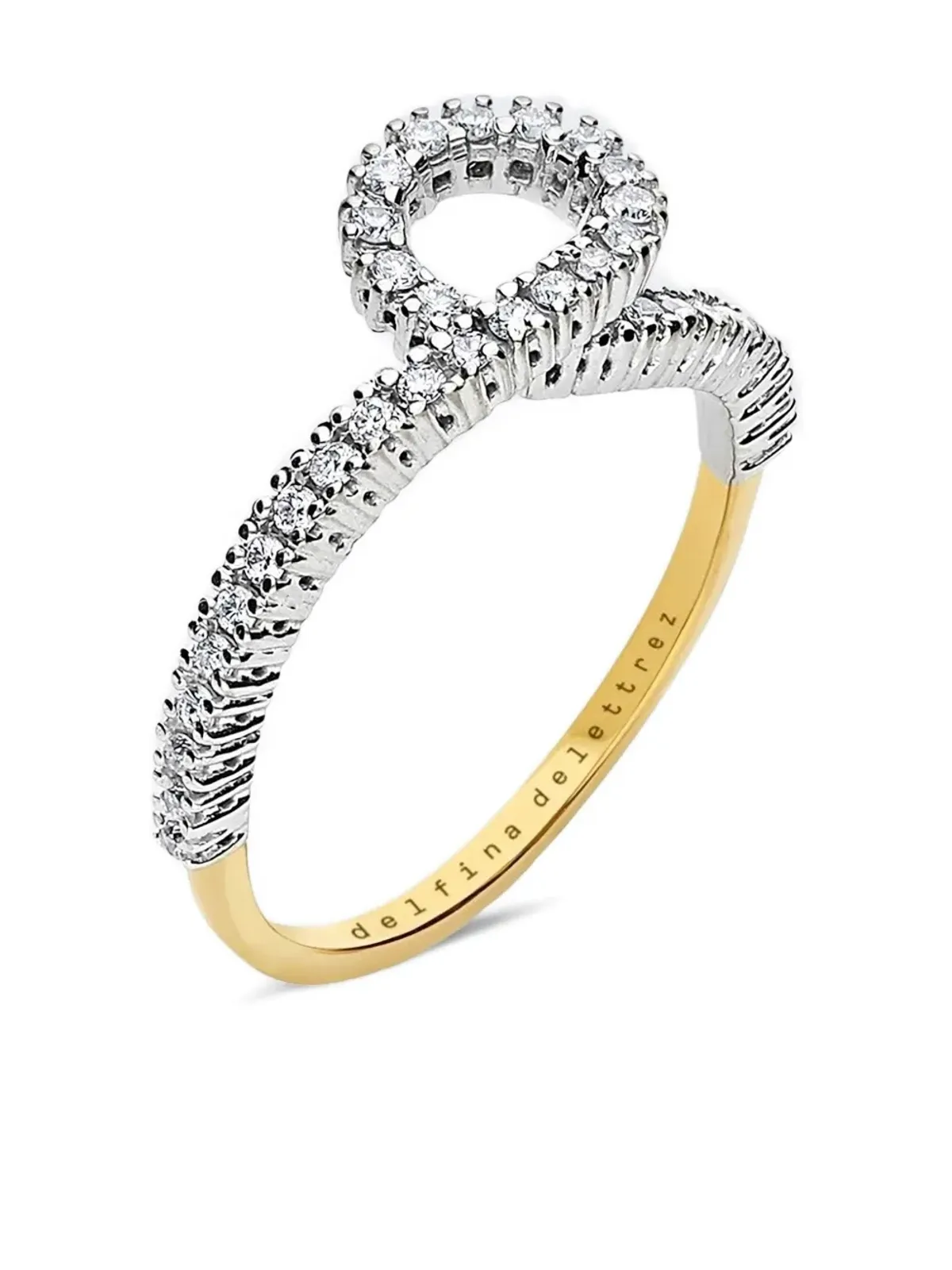 Delfina Delettrez 18Kホワイトゴールドと18Kイエローゴールド シングルループ ダイヤモンドリング - 画像1