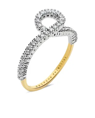 Delfina Delettrez 18Kホワイトゴールドと18Kイエローゴールド シングルループ ダイヤモンドリング - サムネイル1