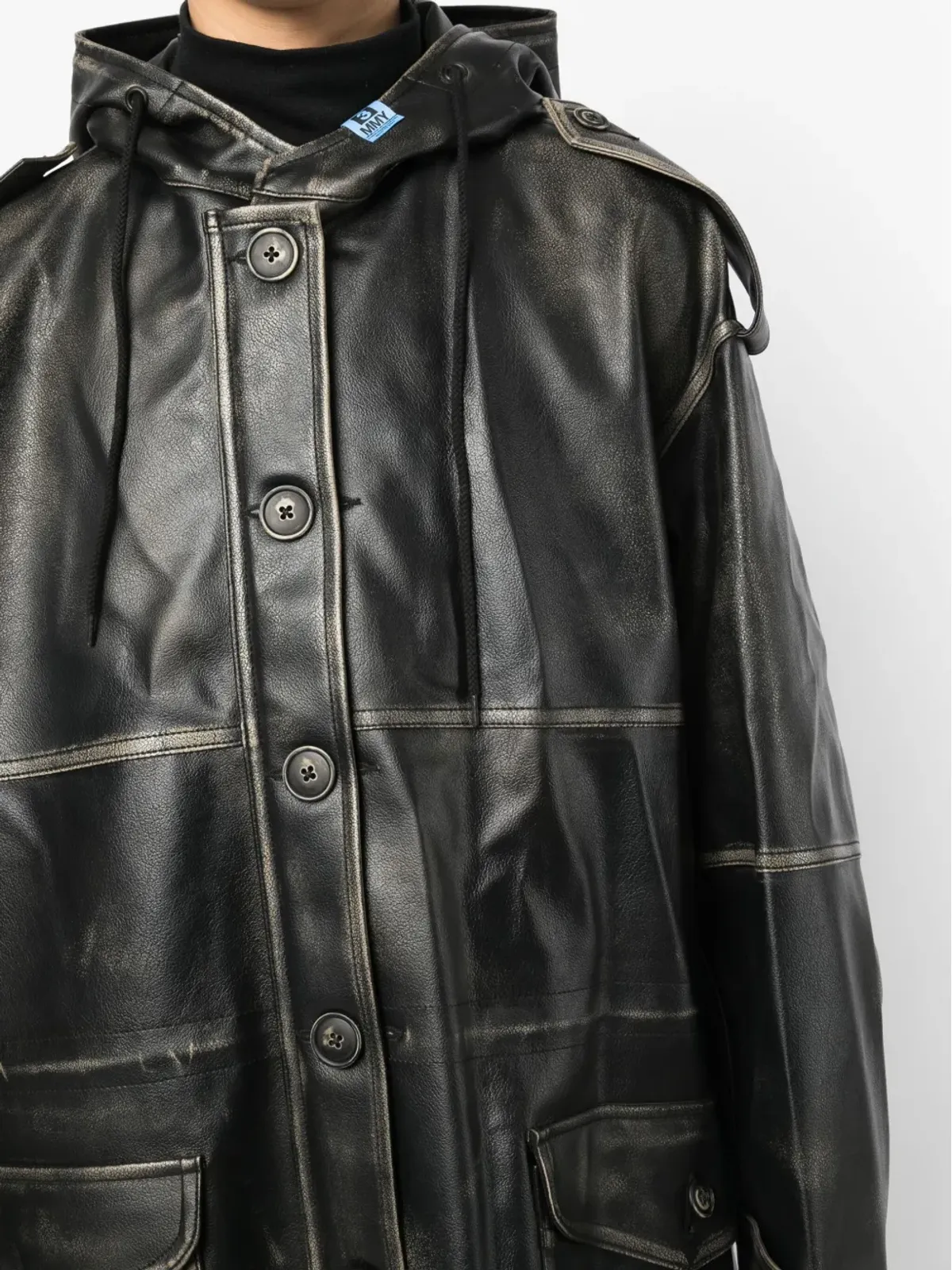 Maison MIHARA YASUHIRO フェイクレザー製 シングルブレスト コート - 画像5