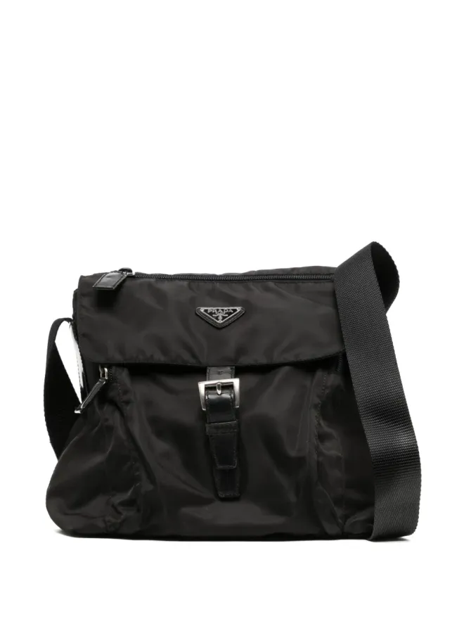Prada Pre-Owned Prada Pre-Owned ロゴプレート付きクロスボディバッグ - ブラックの商品画像