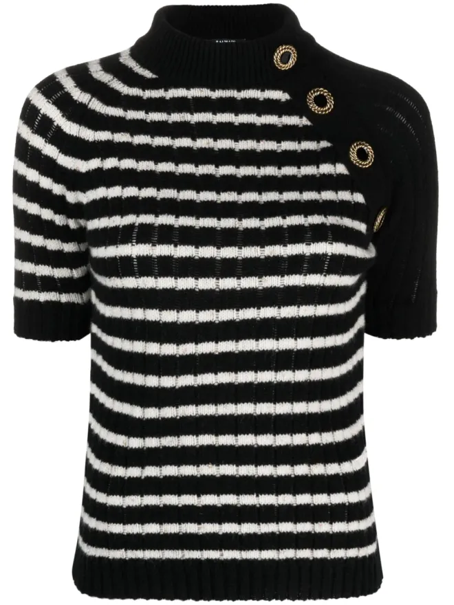 BALMAIN Balmain ストライプカシミア混トップの商品画像