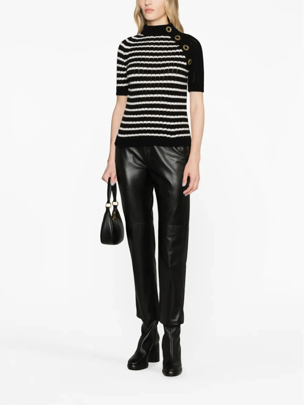 Balmain ストライプカシミア混トップ - 画像2