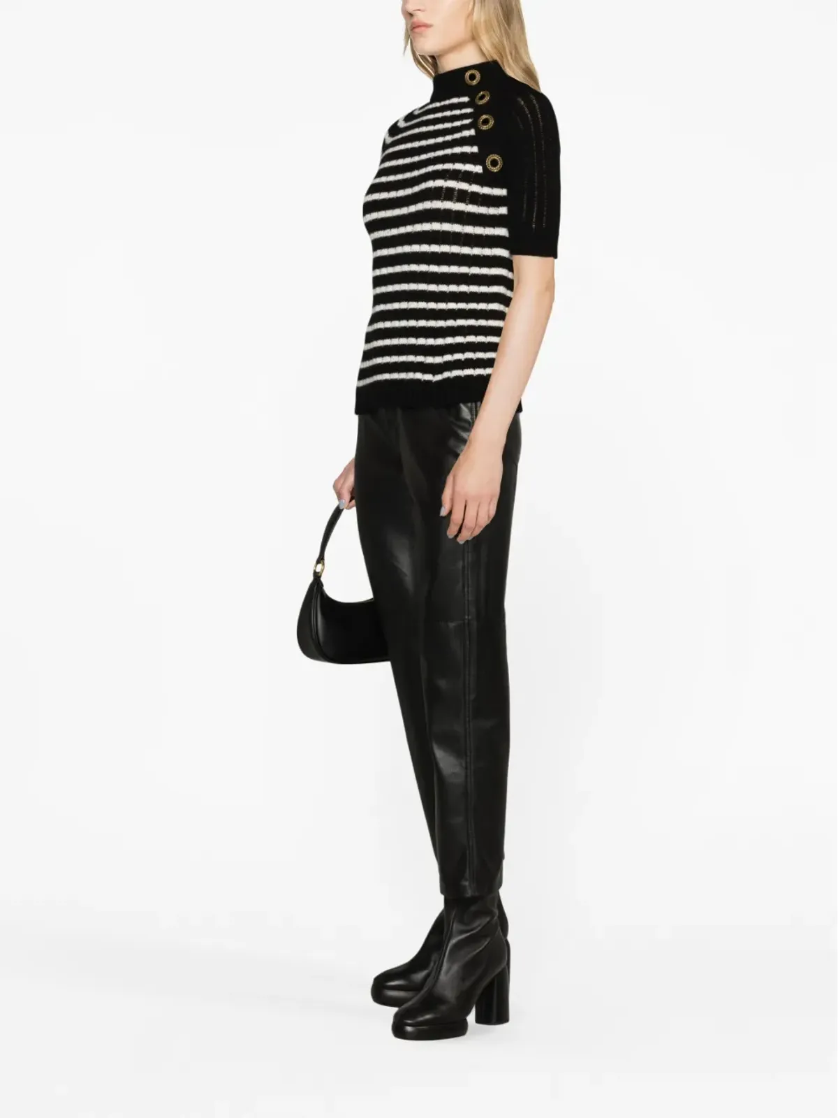Balmain ストライプカシミア混トップ - 画像3
