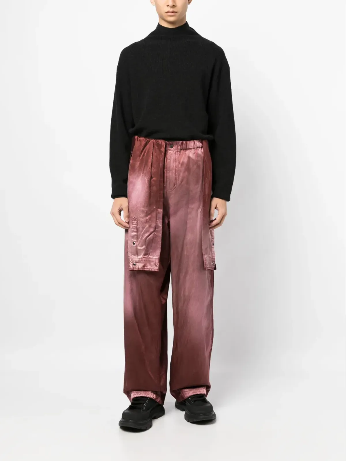 Maison MIHARA YASUHIRO レイヤードデザイン ブラッシュドエフェクトパンツ - 画像2