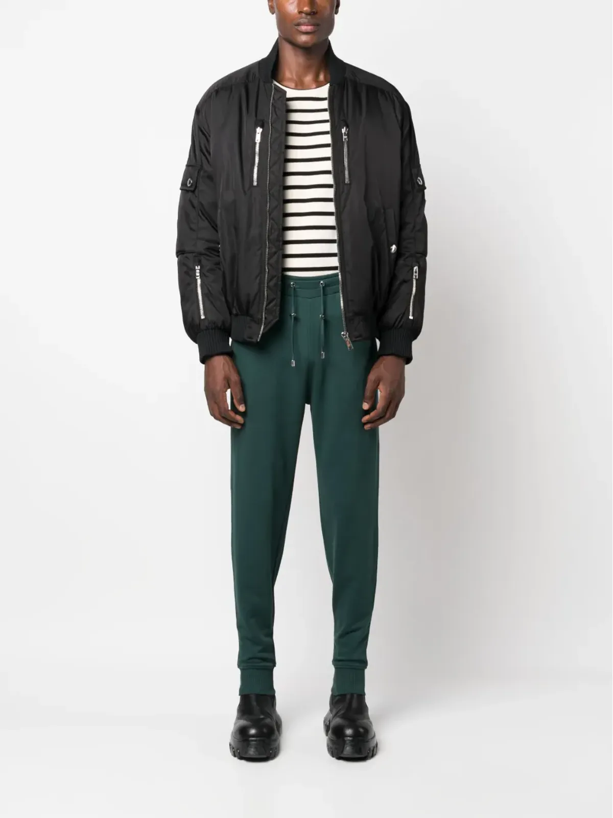 Balmain ロゴパッチ コットン トラックパンツ - グリーン - 画像2