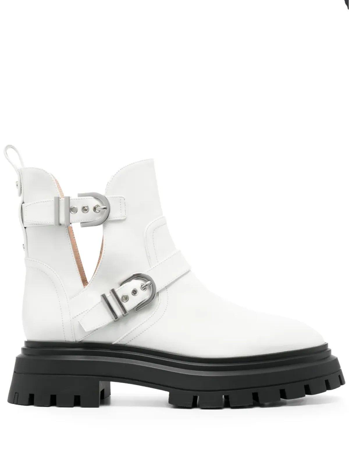Stuart Weitzman マーベリック・ベッドフォード バックル付きレザーブーツ - White - 画像1