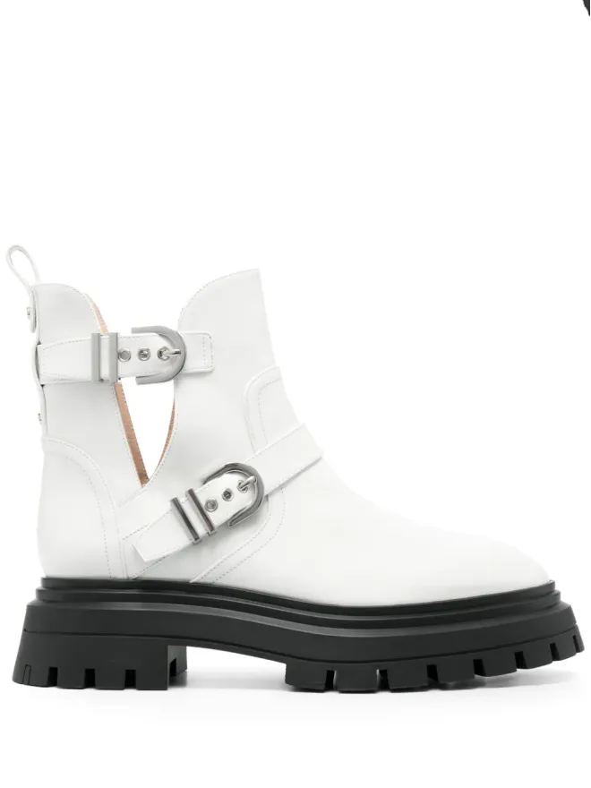 Stuart Weitzman Stuart Weitzman マーベリック・ベッドフォード バックル付きレザーブーツ - Whiteの商品画像