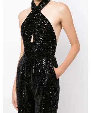 Elie Saab sequin-embellished halterneck jumpsuit - サムネイル5