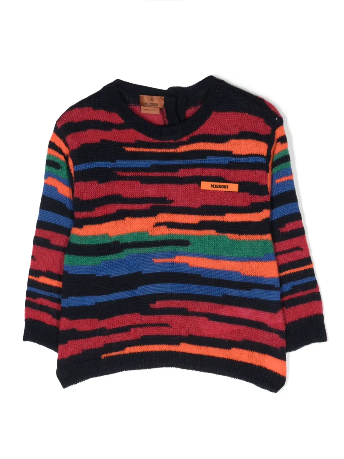 Missoni Kids ロゴパッチ インターシャ編みニットジャンパー - 画像1