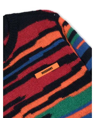 Missoni Kids ロゴパッチ インターシャ編みニットジャンパー - サムネイル3