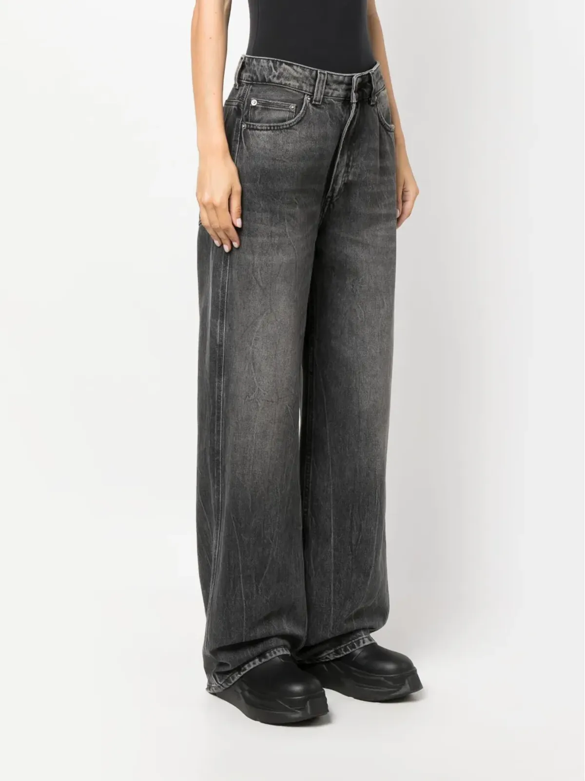 Haikure wide-leg jeans - Black - 画像3