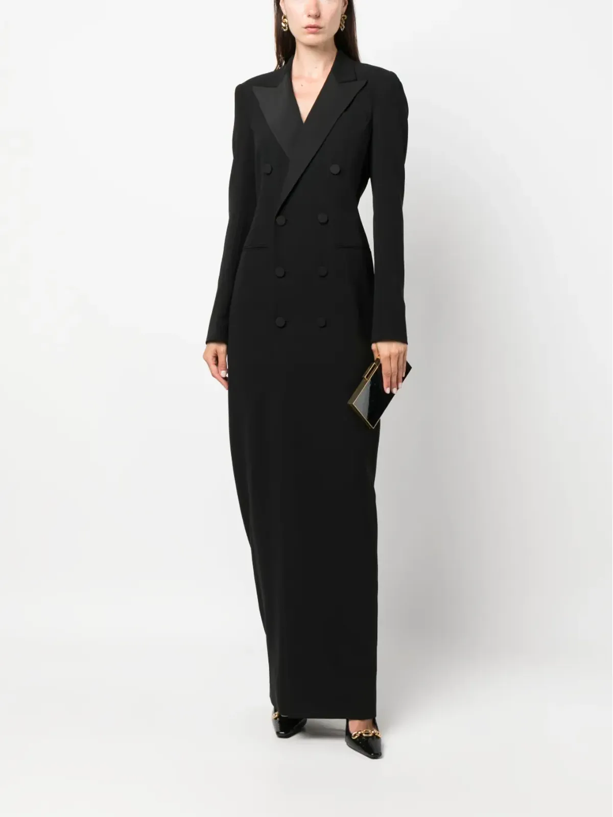 Ralph Lauren Collection ダブルブレストスーツ風マキシドレス - ブラック - 画像2