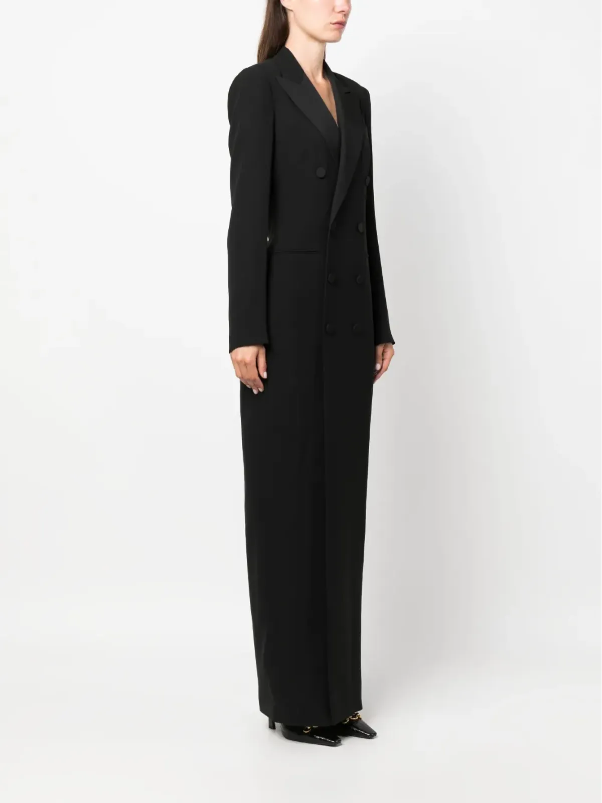 Ralph Lauren Collection ダブルブレストスーツ風マキシドレス - ブラック - 画像3