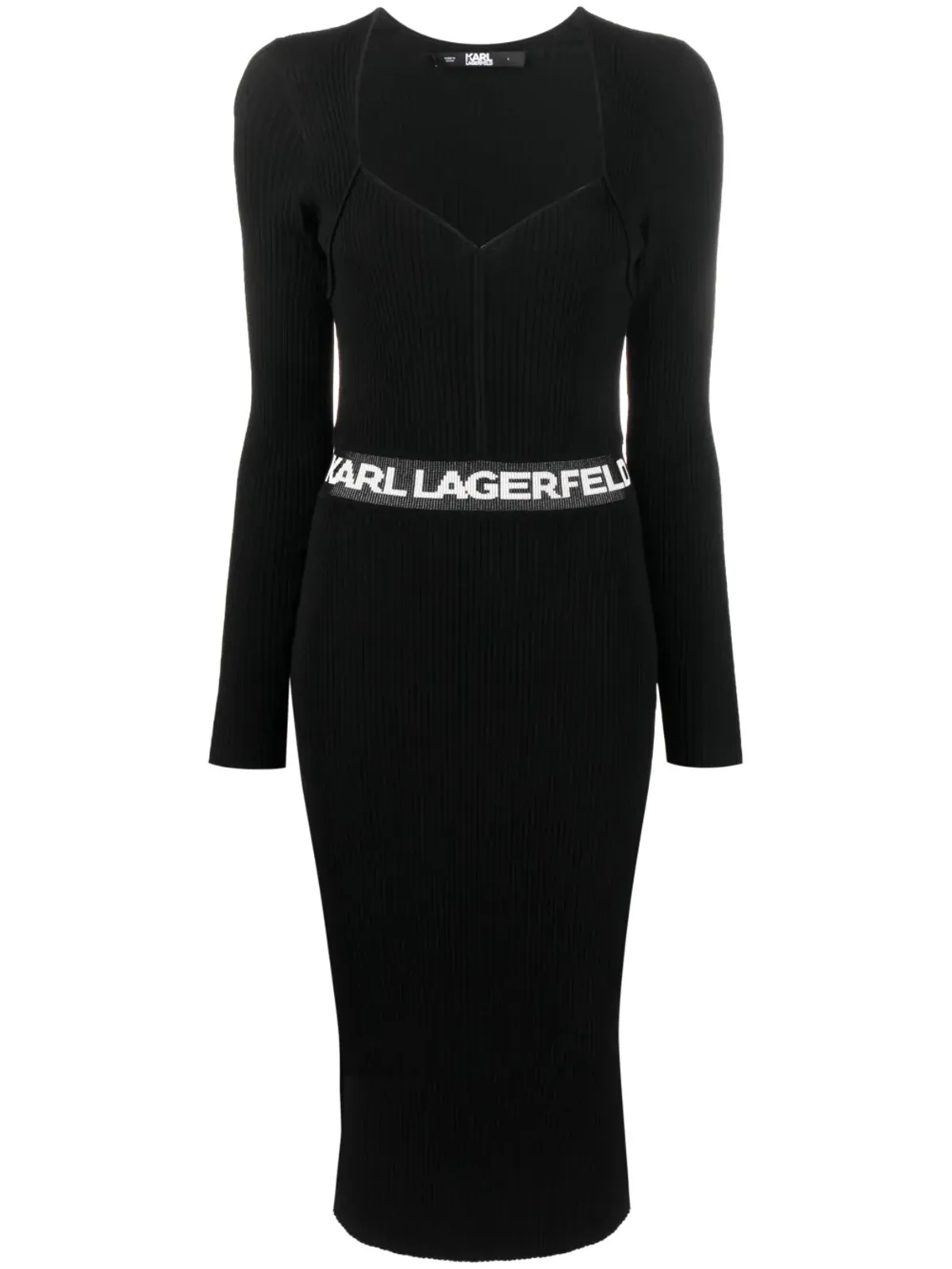 Karl Lagerfeld ロゴプリント・リブニットワンピース - 画像1