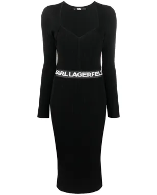Karl Lagerfeld ロゴプリント・リブニットワンピース - サムネイル1
