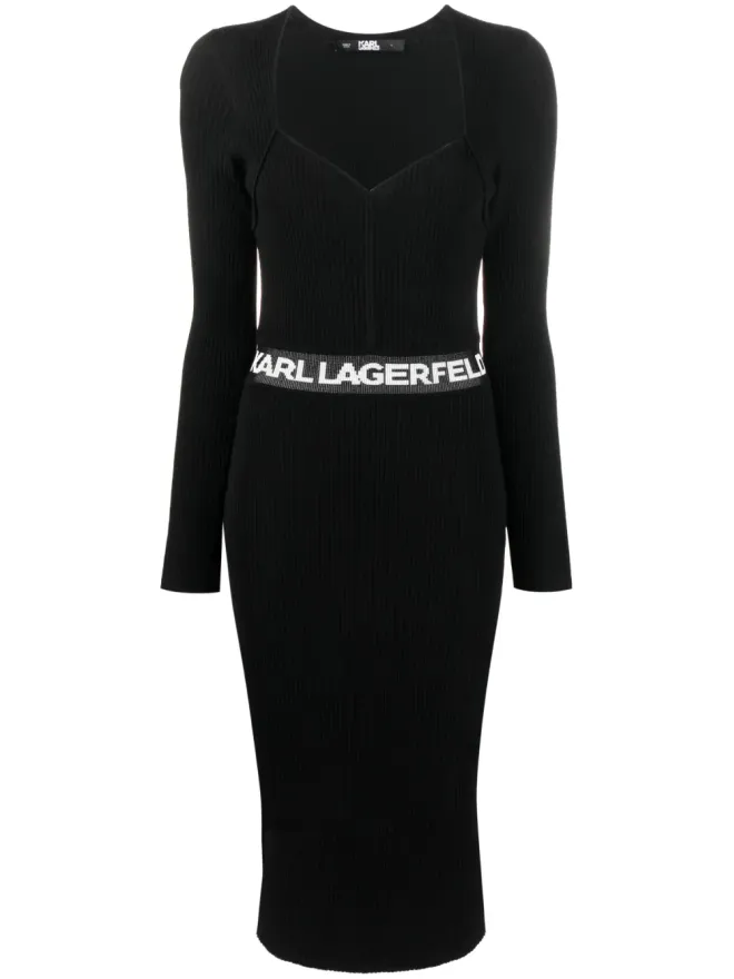 Karl Lagerfeld Karl Lagerfeld ロゴプリント・リブニットワンピースの商品画像