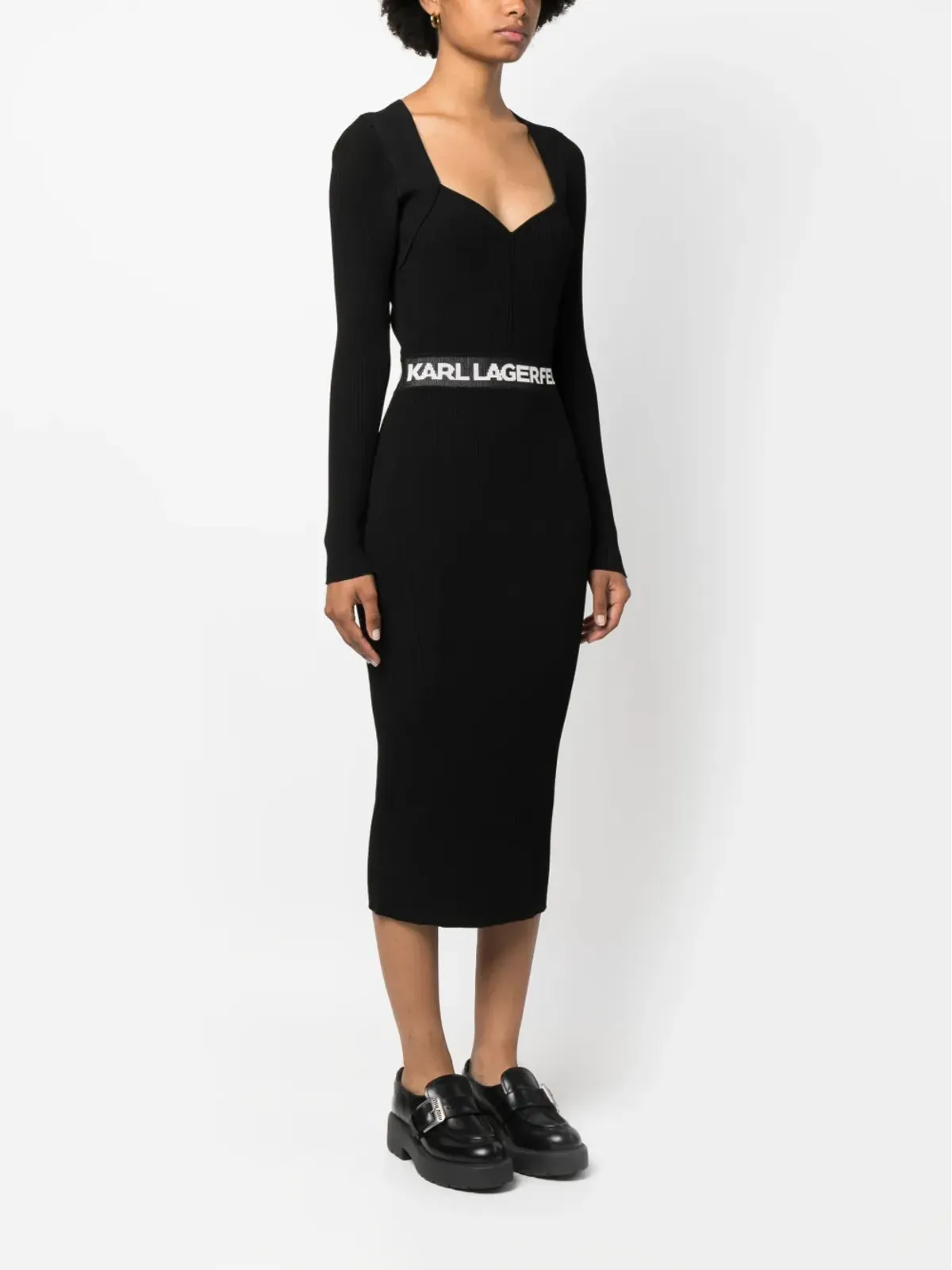 Karl Lagerfeld ロゴプリント・リブニットワンピース - 画像3