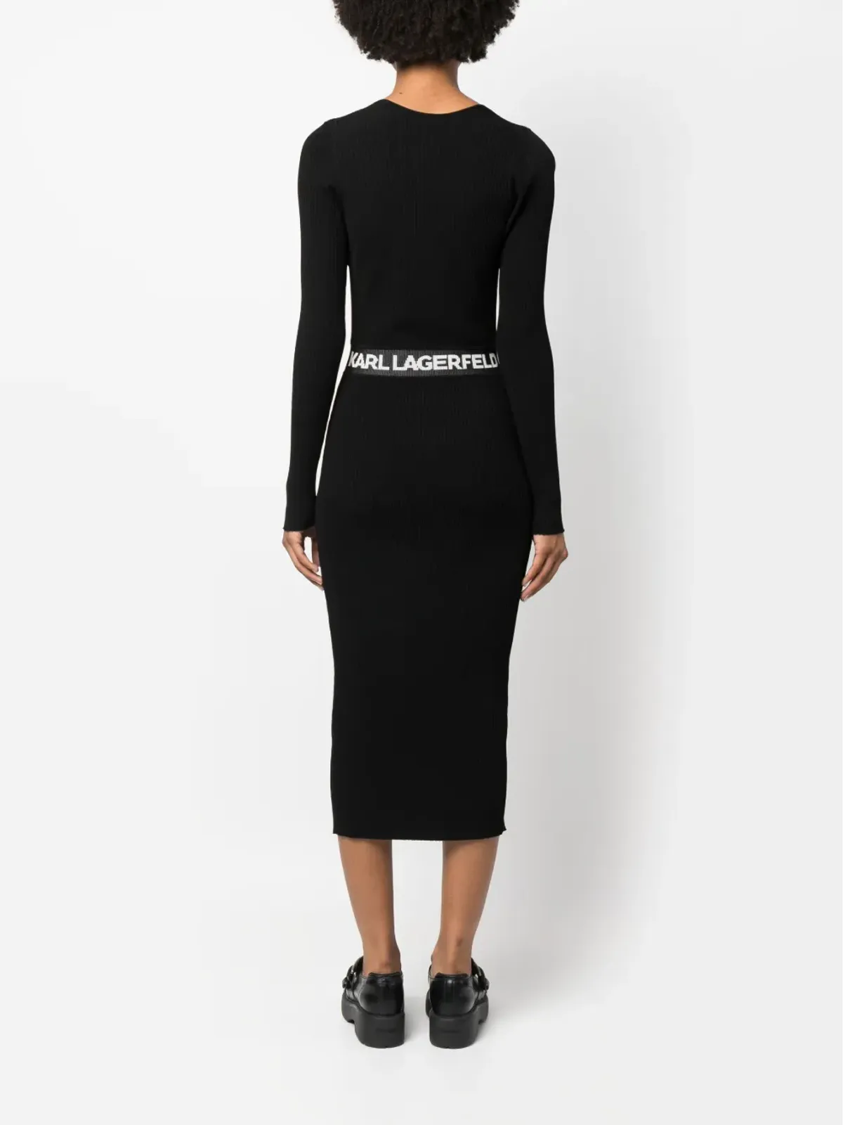 Karl Lagerfeld ロゴプリント・リブニットワンピース - 画像4