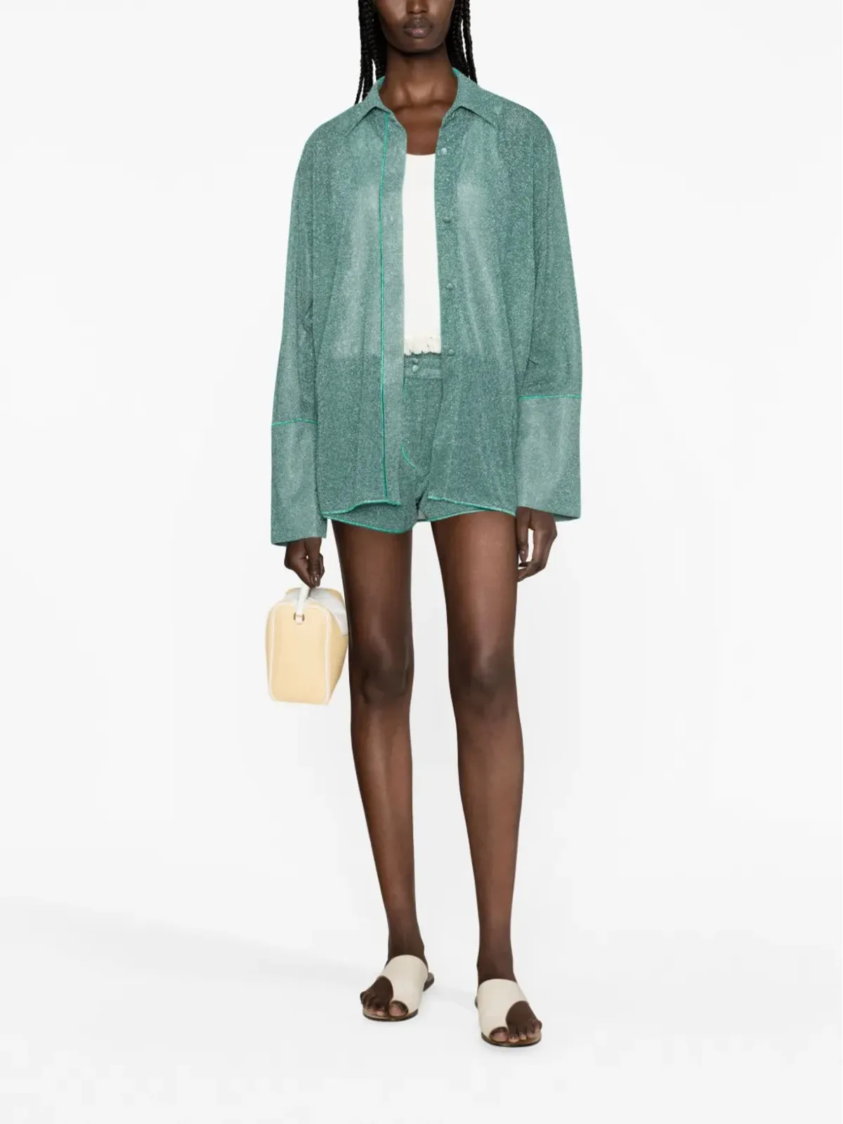 Oséree Lumiere lurex shorts - Green - 画像2
