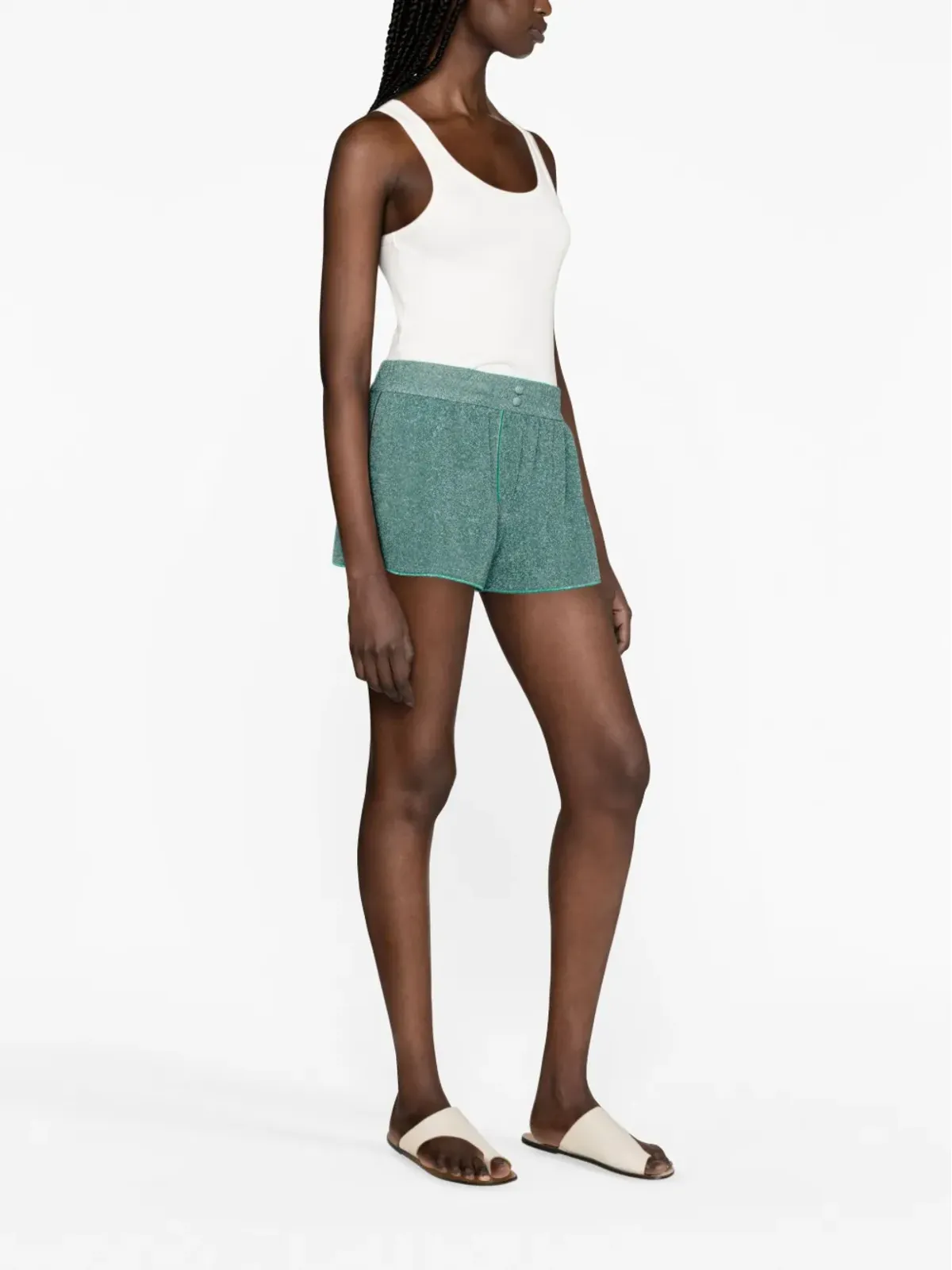 Oséree Lumiere lurex shorts - Green - 画像3