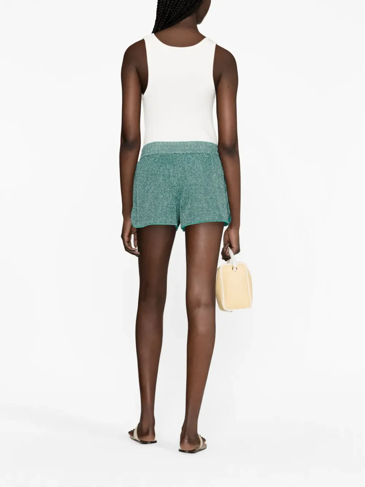 Oséree Lumiere lurex shorts - Green - 画像4