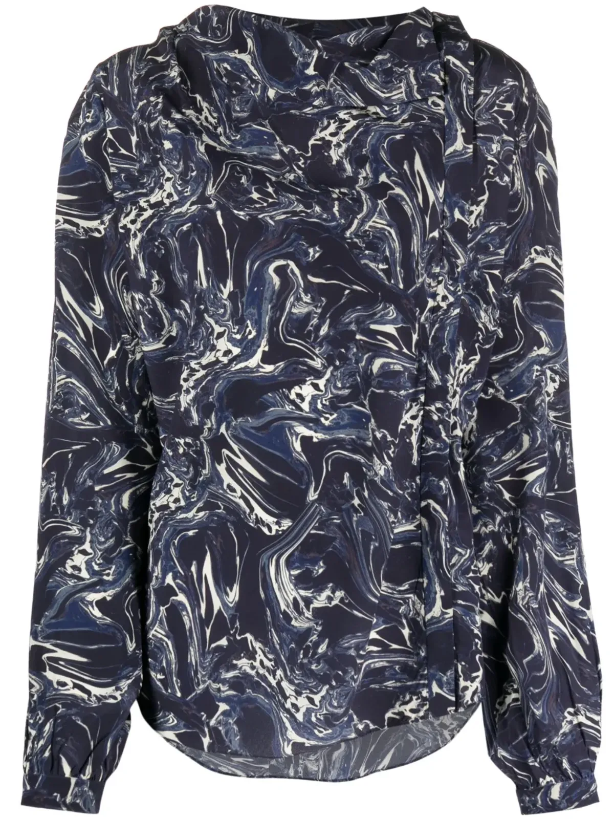 ISABEL MARANT Tiphaine marble-print silk blouse - 画像1