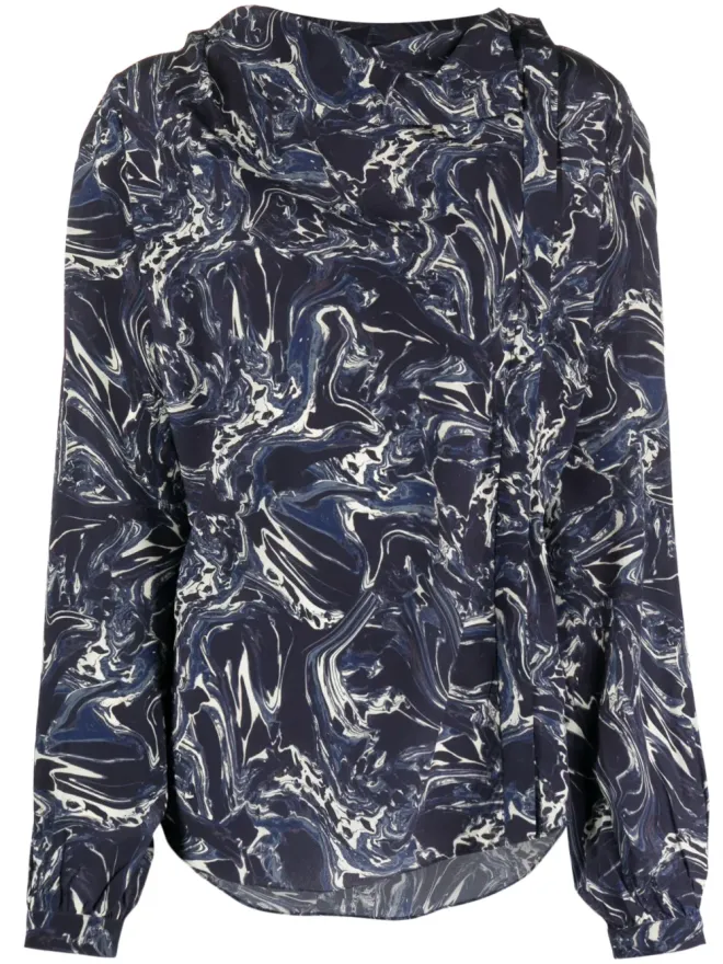 Isabel Marant ISABEL MARANT Tiphaine marble-print silk blouseの商品画像