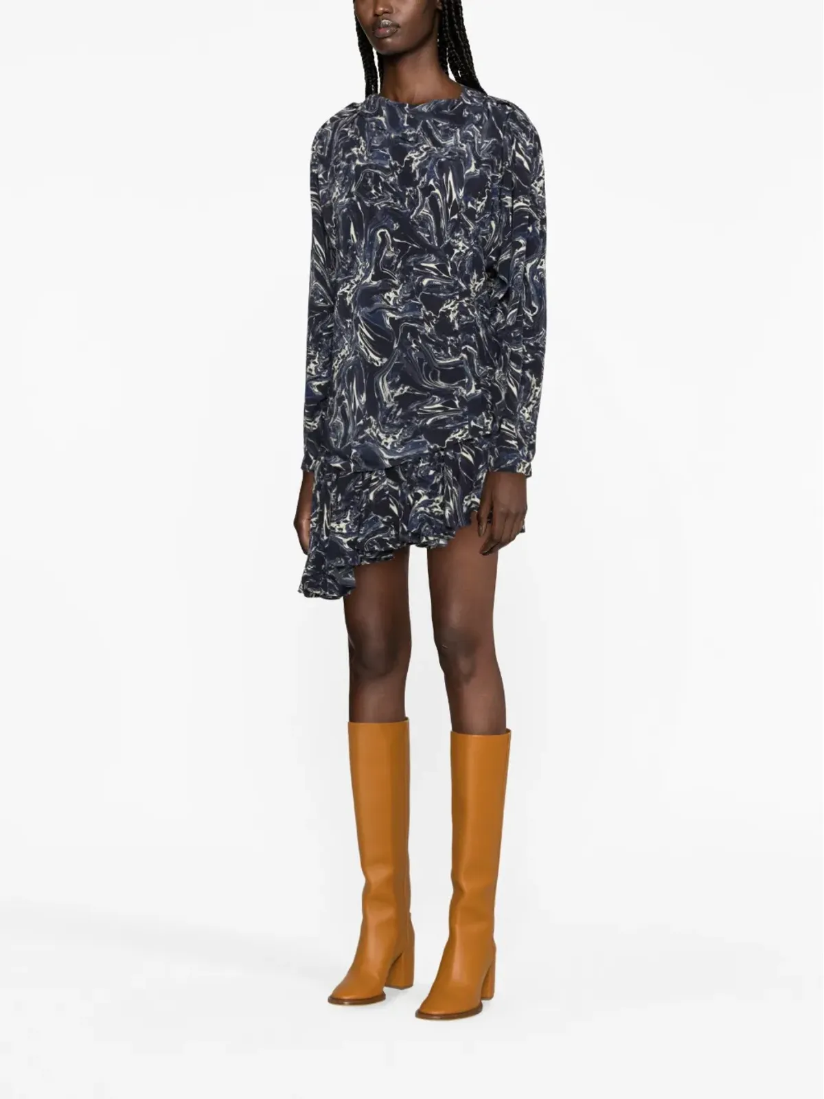 ISABEL MARANT Tiphaine marble-print silk blouse - 画像3