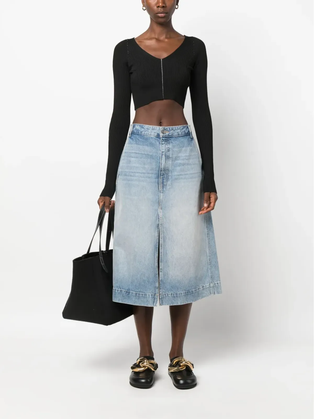 Marni Vネックリブ編みのクロップトップ - 画像2