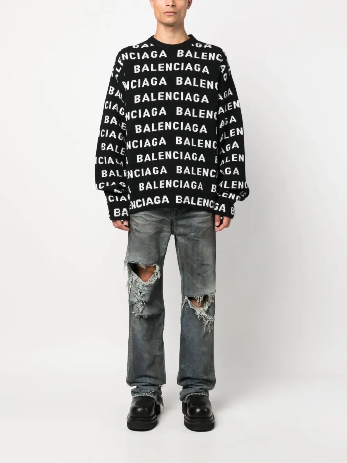 Balenciaga インターシャニット ロゴ ジャンパー - 画像2