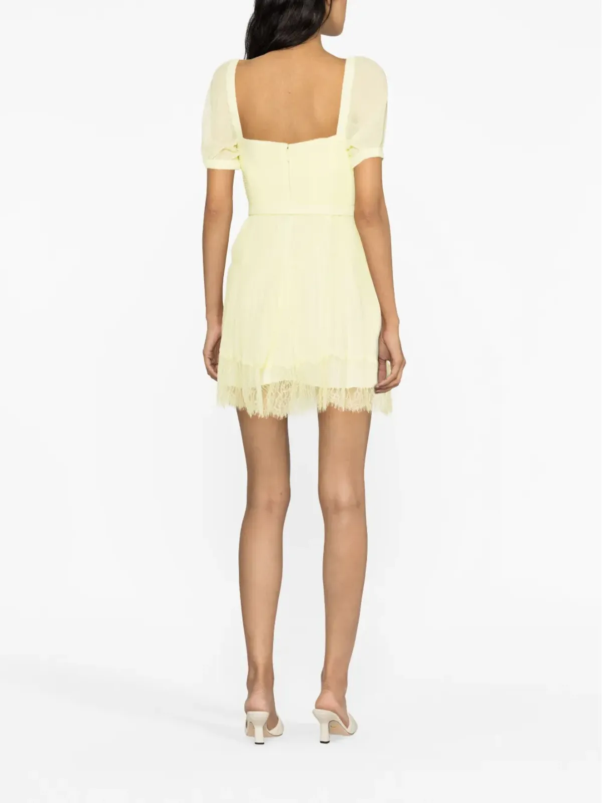 Self-Portrait chiffon lace-detail minidress - Yellow - 画像3