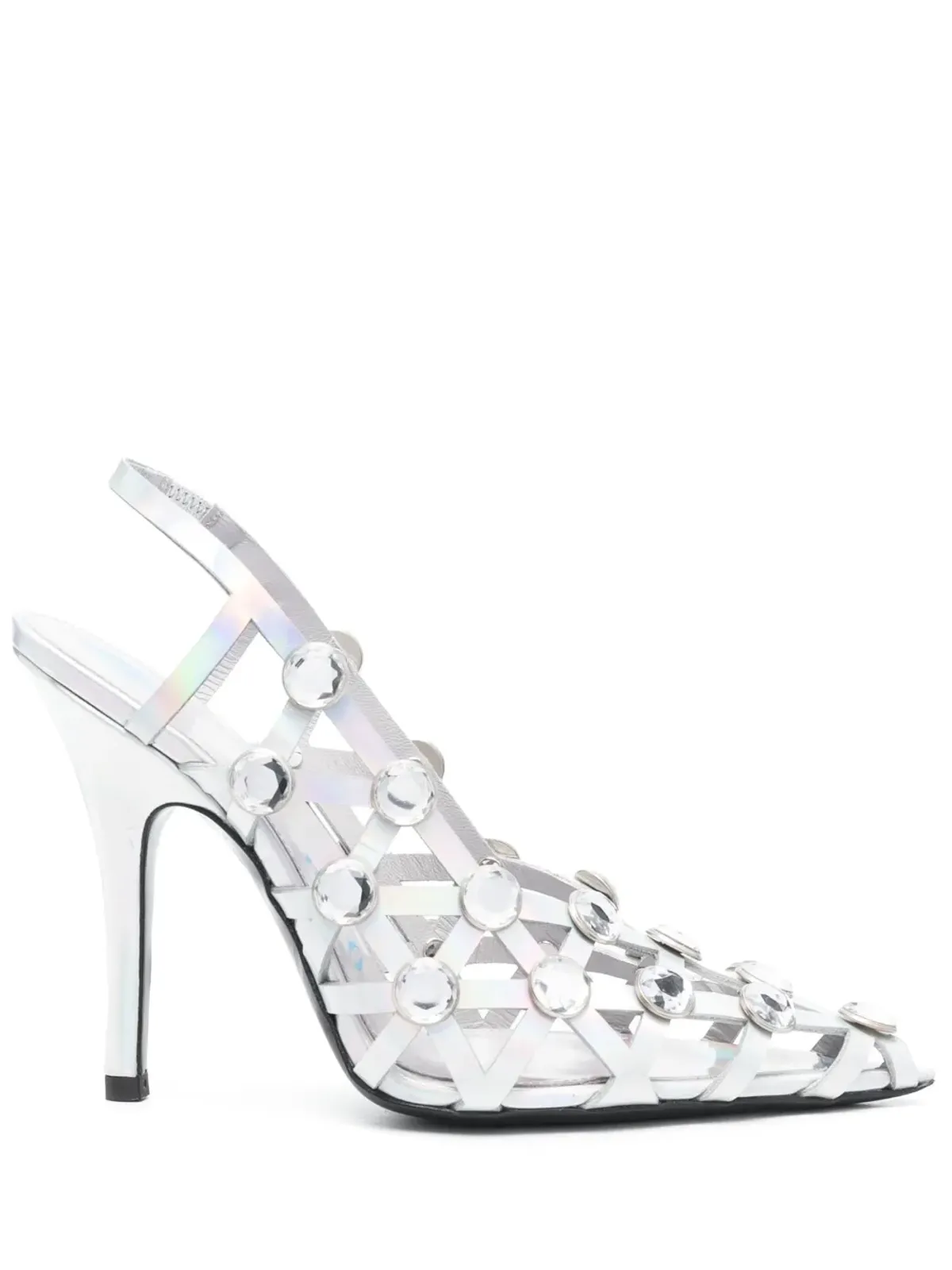 The Attico グリッド・スリングバックパンプス - Silver - 画像1