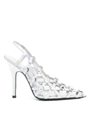 The Attico グリッド・スリングバックパンプス - Silver - サムネイル1