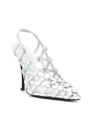 The Attico グリッド・スリングバックパンプス - Silver - サムネイル2