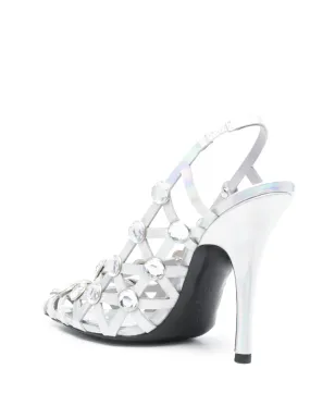 The Attico グリッド・スリングバックパンプス - Silver - サムネイル3
