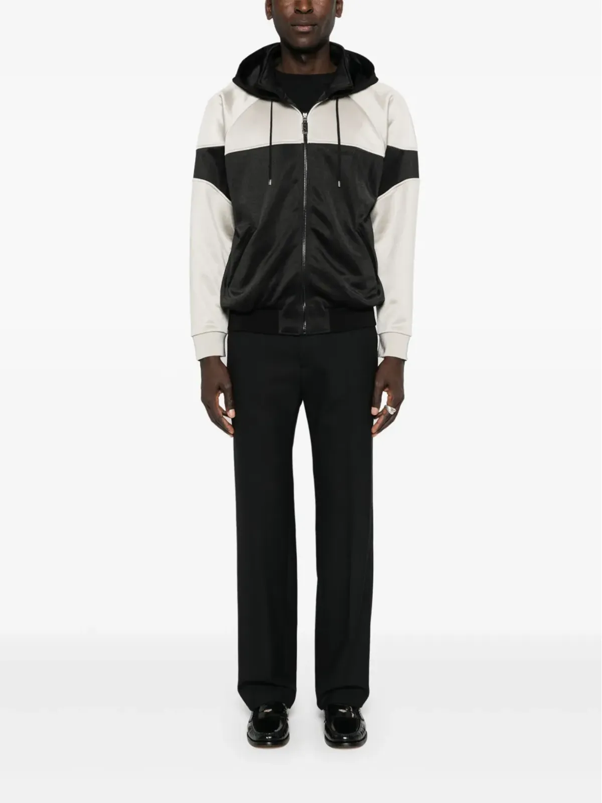 Saint Laurent ツートーン フーデッドジャケット - 画像2