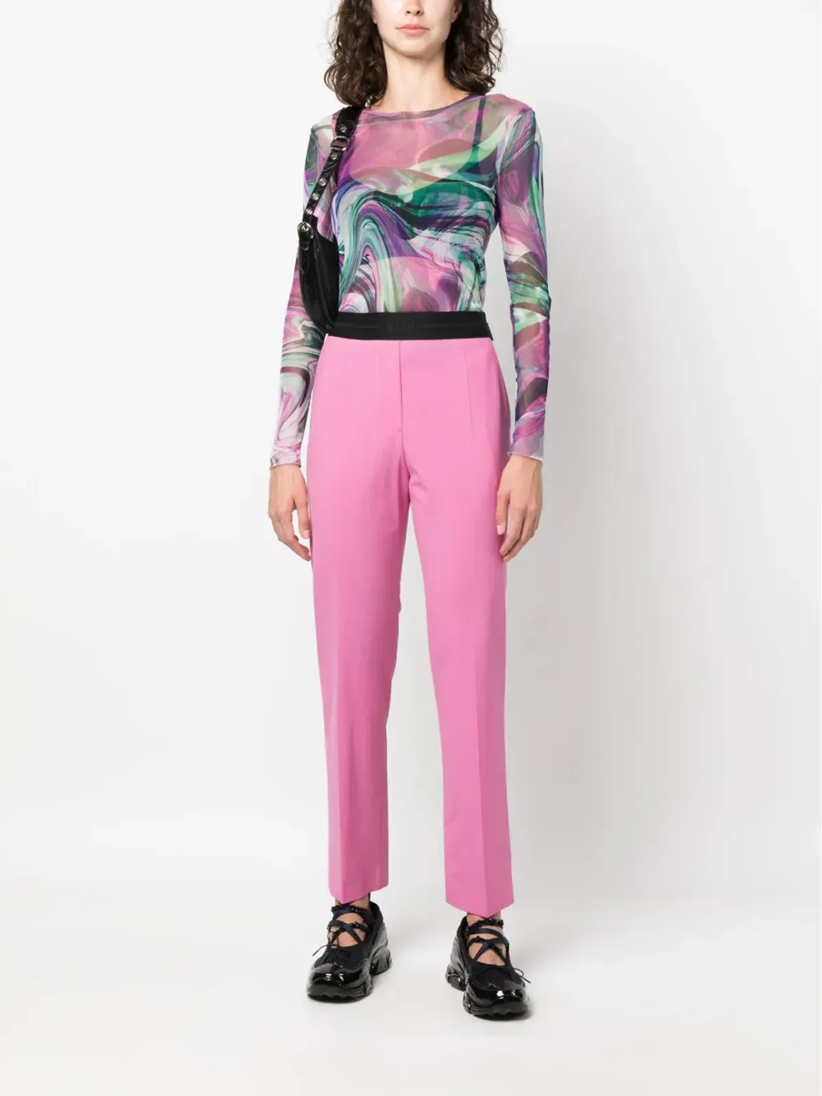 MSGM ロゴウエストバンド テーパードパンツ - 画像2