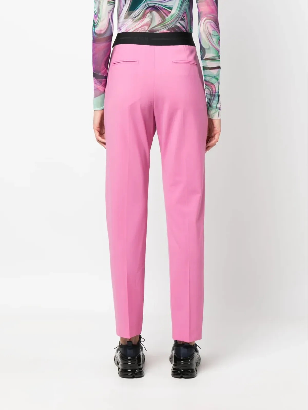 MSGM ロゴウエストバンド テーパードパンツ - 画像4