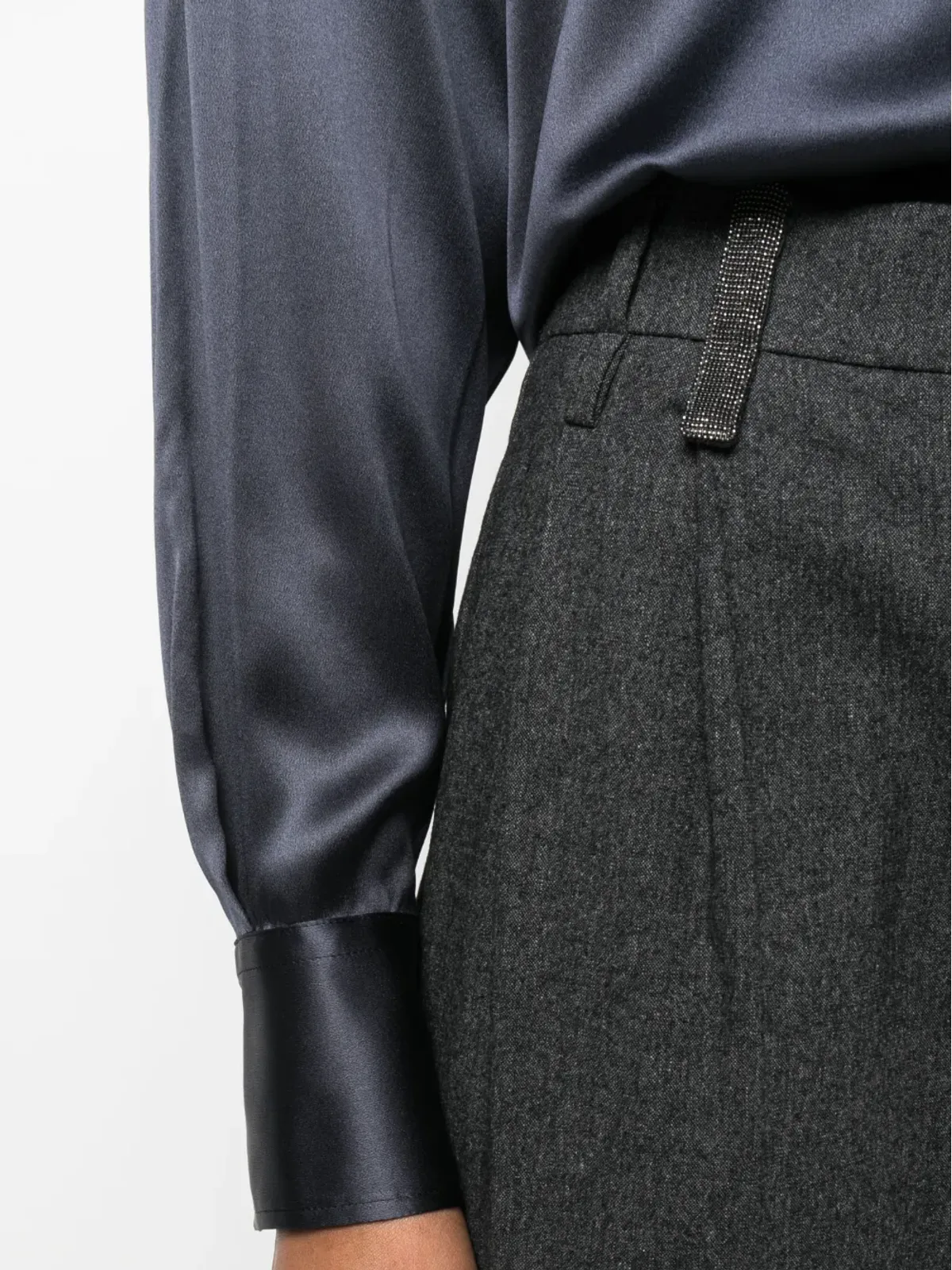 Brunello Cucinelli モニリモチーフ付き テーパードパンツ グレー - 画像5