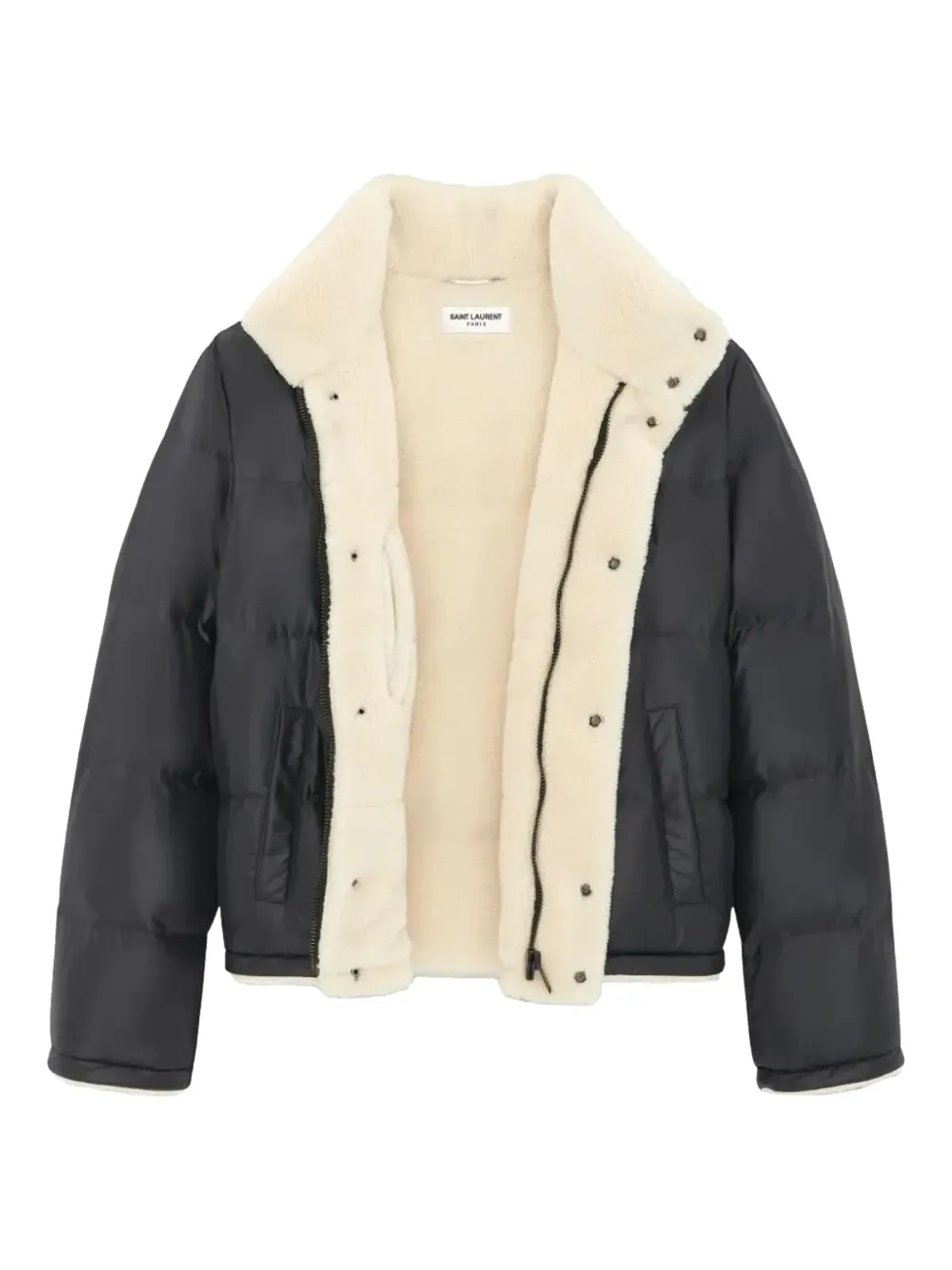 Saint Laurent パフダウン・シェアリングライニング付きジャケット ブラック - 画像4