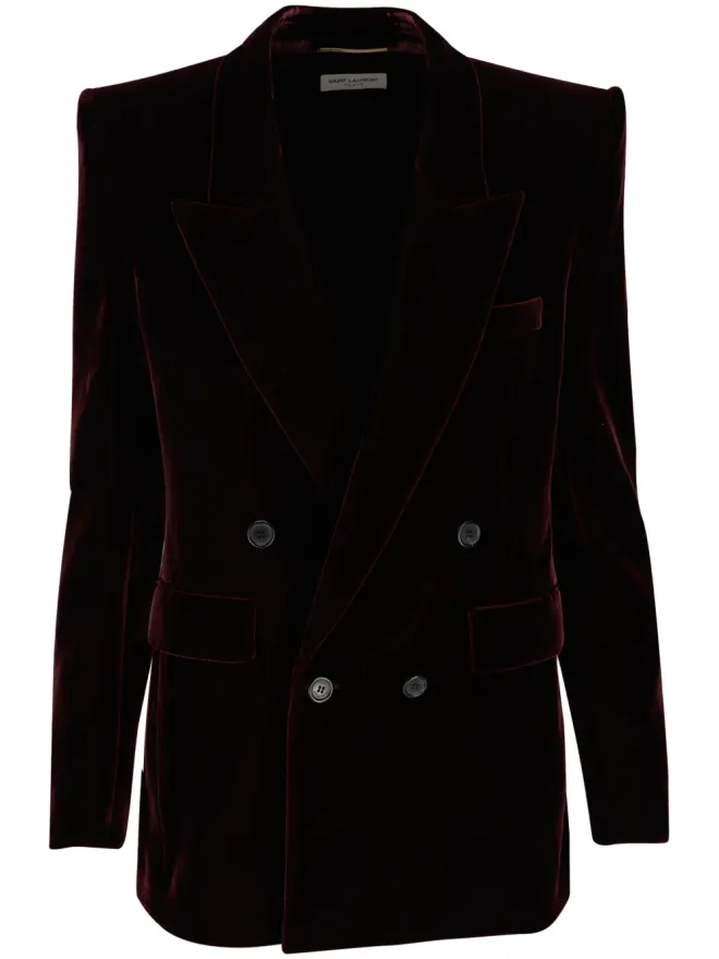 Saint Laurent Saint Laurent ベルベット仕上げ ピークラペル ブレザーの商品画像