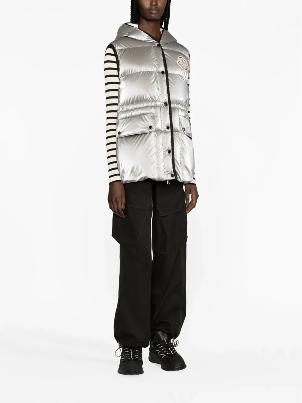 Moncler ヘラ フード付きダウンジレ - シルバー - 画像4