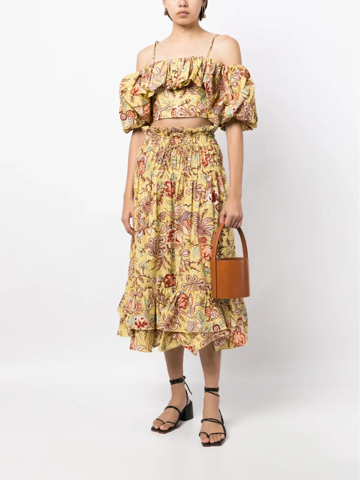 Ulla Johnson アカシアカラーリリー柄ミディスカート - 画像2