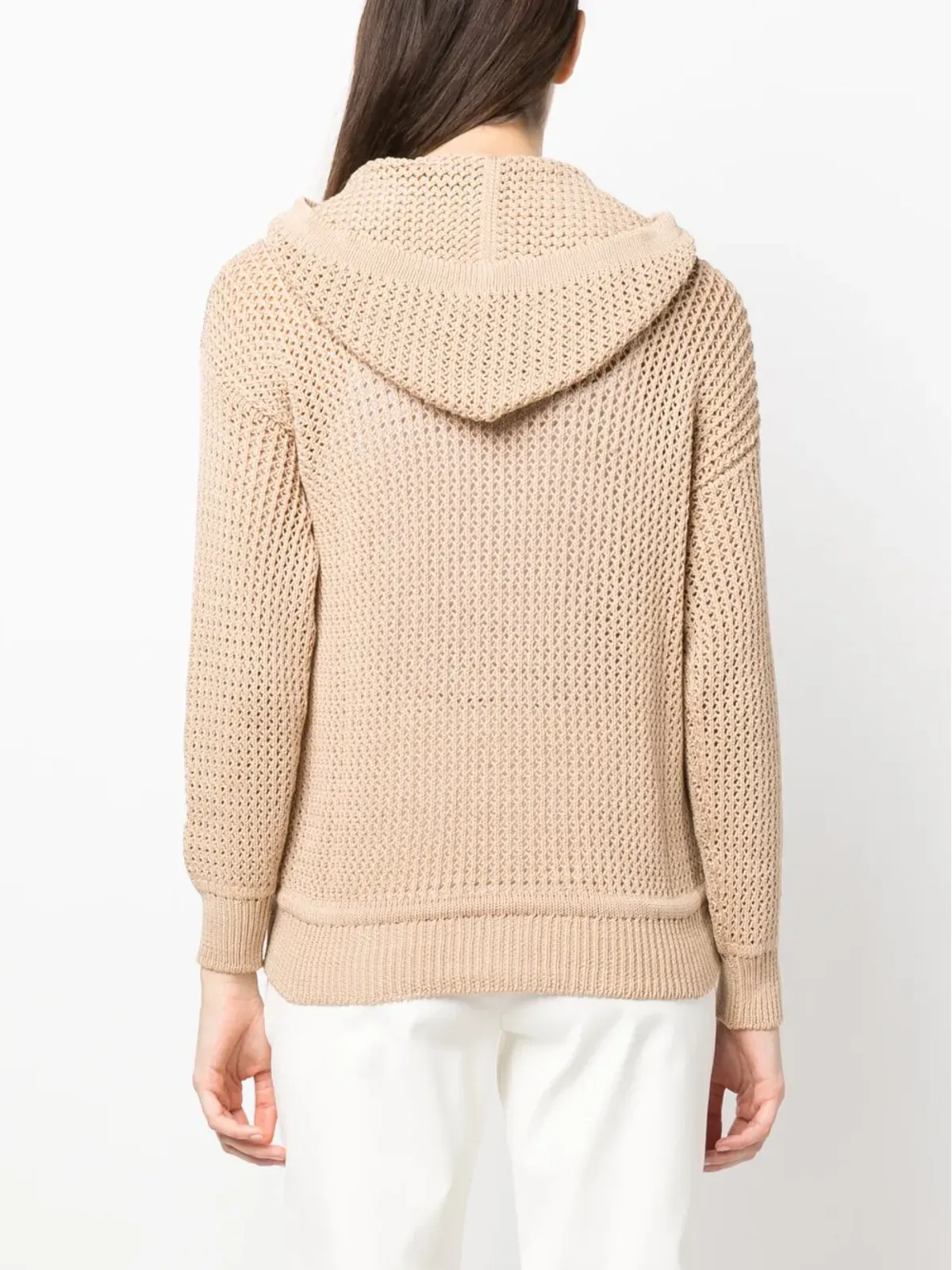 Eleventy zip-up knit hooded cardigan - Brown - 画像4