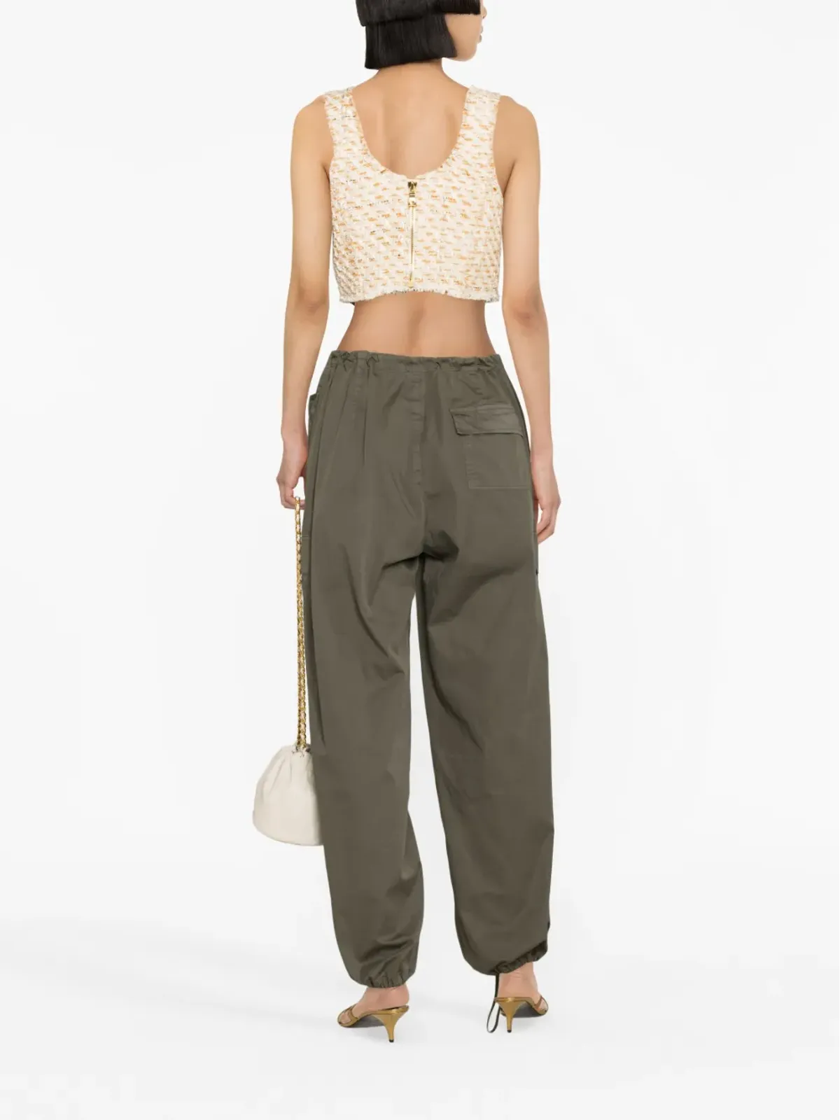 Balmain ボタン装飾ツイード クロップトップ - ホワイト - 画像3