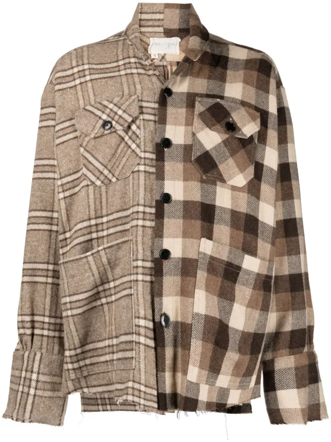 Greg Lauren Greg Lauren ミックスプリント長袖シャツの商品画像