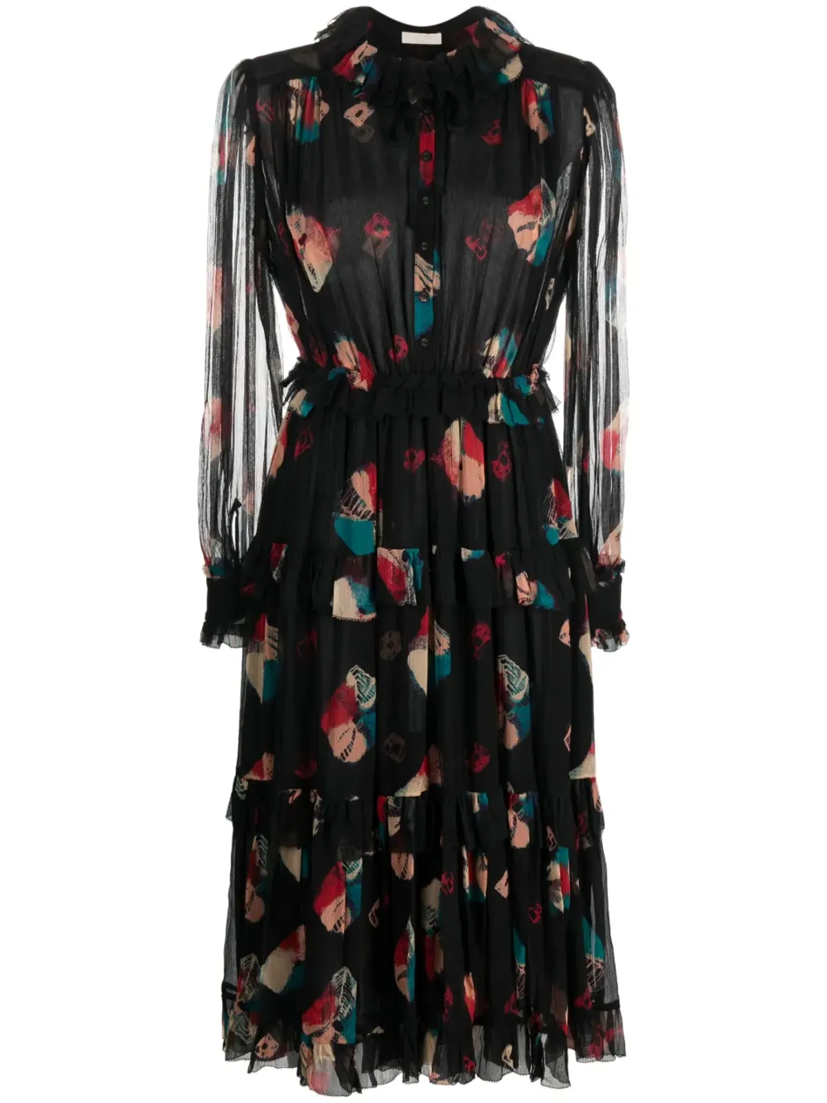 Ulla Johnson Reina chiffon midi dress - Black - 画像1