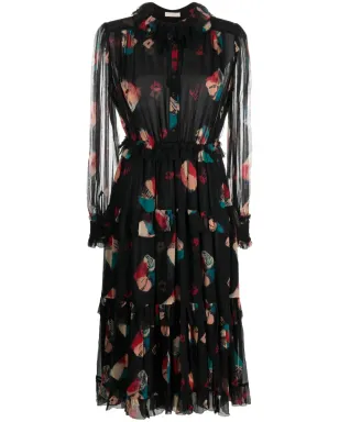 Ulla Johnson Reina chiffon midi dress - Black - サムネイル1