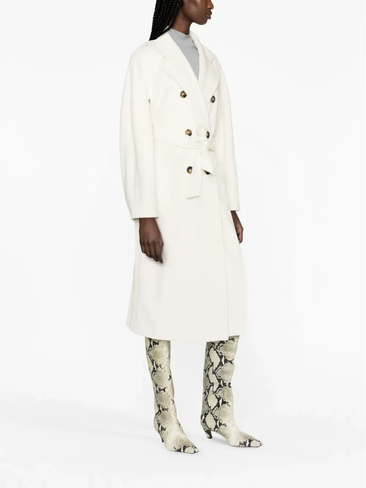 Max Mara ベルテッド ダブルブレストコート - ホワイト - 画像2